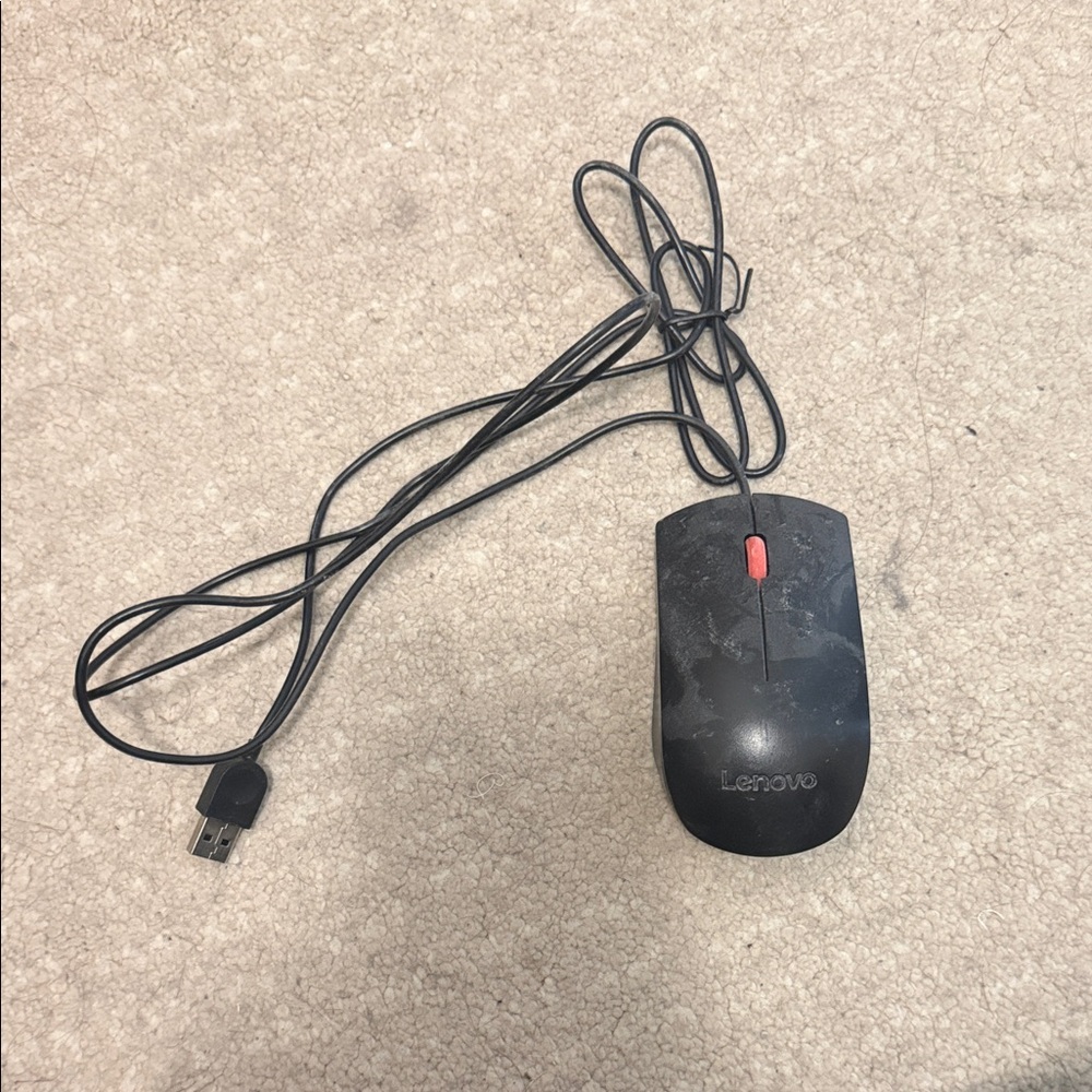 Lenovo Black and Red Wired Mouse